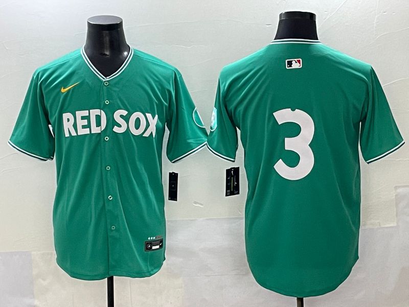 Men 2025 Boston Red Sox 3 No Name Green Joint Name Nike MLB Jersey style 1